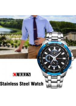  Curren Stainless Steel Watch For Men,8023,Silver blue